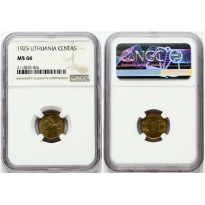 Litva 1 centas 1925 NGC MS 66