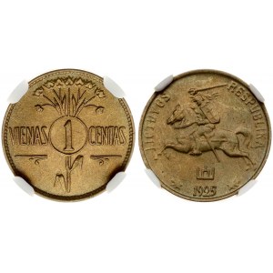 Litva 1 centas 1925 NGC MS 66