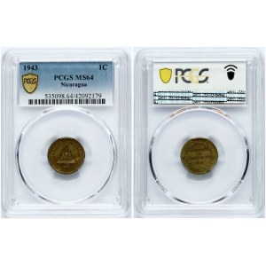 Nicaragua 1 Centavo 1943 PCGS MS 64