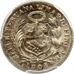 Peru 1/2 Dinero 1903/803 JF PCGS MS 65