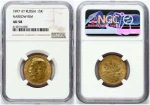 Russia 15 Roubles 1897 ?? NGC AU 58