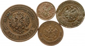 Russia 1/2 Kopeck - 5 Kopecks 1911 ??? Lot of 4 Coins