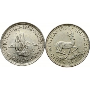 South Africa 5 Shillings 1952 & 1956 Lot of 2 coins