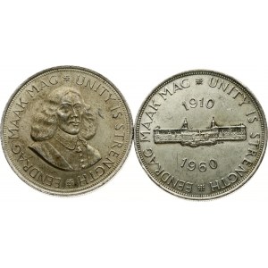 South Africa 5 Shillings 1960 & 50 Cents 1964 Lot of 2 coins
