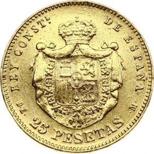 Spain 25 Pesetas 1876 DE-M