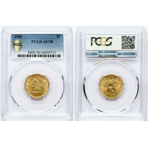 USA 5 Dollars 1900 Philadelphia - PCGS AU 58