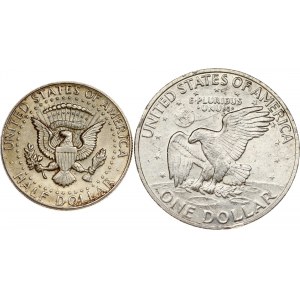 USA 1/2 Dollar 1964 & Dollar 1971 S Lot of 2 coins