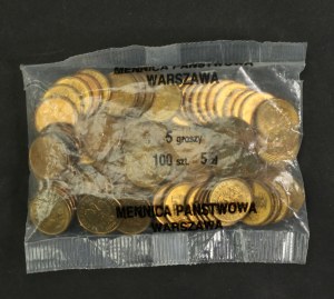 Third Republic, Mint bag, 100 x 5 pennies 1990. rare (108)