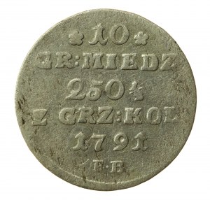 Stanisław A. Poniatowski, 10 groszy 1791 EB, Varsovie (531)