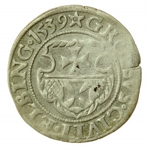 Sigismund I the Old, Grosz 1539 Elblag - PRVS, leaf right (584)