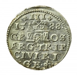 Sigismondo III Vasa, Trojak 1588, Riga - più rara, testa grande (599)