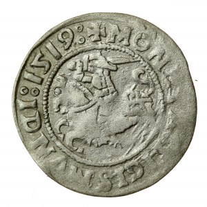 Sigismondo I il Vecchio, mezzo penny 1519, Vilnius - N e D rovesciate. Raro (612)