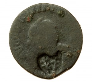 August III Saxon, Grosz - countermark of the coat of arms: Pilawa of the Potocki family(629)