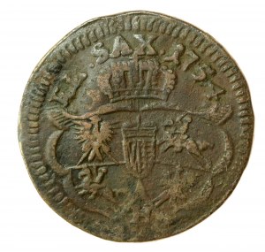 August III Sas, 1754 H penny, Gubin (643)