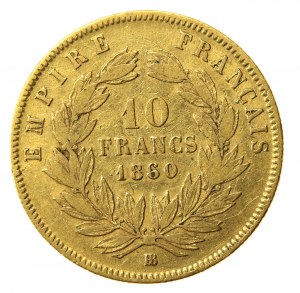 Francúzsko, Napoleon III, 10 frankov 1860 BB, Štrasburg (813)