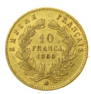 Francja, Napoleon III, 10 Franków 1860 BB, Strasburg (819)