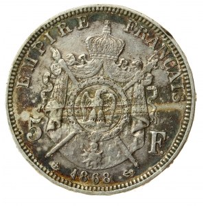 Francja, Napoleon III, 5 franków 1868 BB, Strasburg (840)
