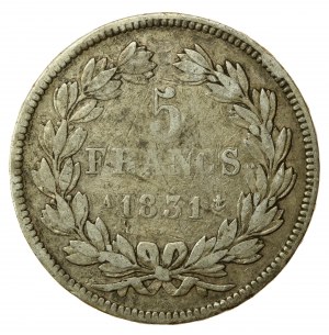 Francia, Luigi Filippo I, 5 franchi 1831 A, Parigi (842)