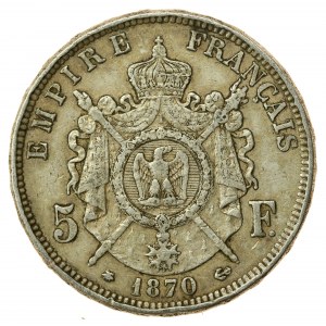 Francja, Napoleon III, 5 franków 1870 A, Paryż (843)