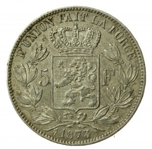 Belgio, Leopoldo II, 5 franchi, 1873 (844)