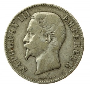 Francja, Napoleon III, 5 franków 1855 A, Paryż (848)