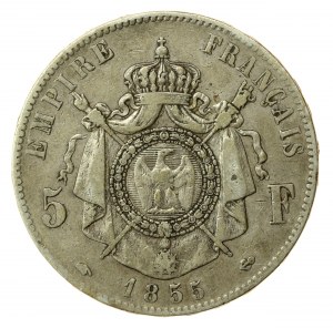 Francja, Napoleon III, 5 franków 1855 A, Paryż (848)