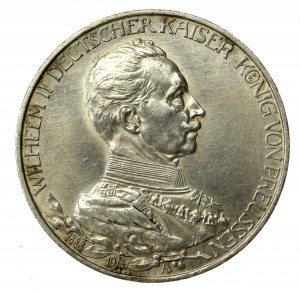 Německo, Prusko, Vilém II. v uniformě, 3 marky 1913 A, Berlín (860)