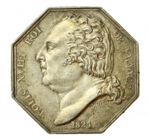 Francia, medaglia commemorativa del 1824 del regno di Luigi XVIII (868)