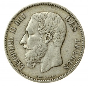 Belgicko, Leopold II, 5 frankov, 1868 (872)