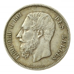 Belgique, Léopold II, 5 Francs, 1873 (873)