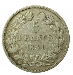 Francia, Luigi Filippo I, 5 franchi 1841 A, Parigi (876)