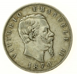 Włochy, Wiktor Emanuel II, 5 lirów 1870 (878)