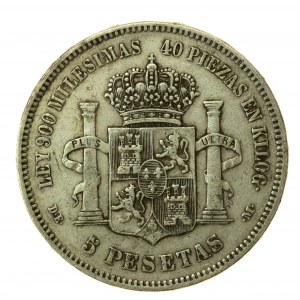 Hiszpania, Alfons XII, 5 peset, 1875 MS-M, Madryt (880)