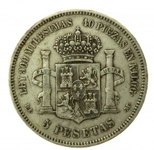 Espagne, Alfonso XII, 5 pesetas, 1875 MS-M, Madrid (880)