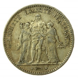 France, Third Republic, 5 francs 1875 A, Paris (882)