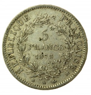 France, Third Republic, 5 francs 1875 A, Paris (882)