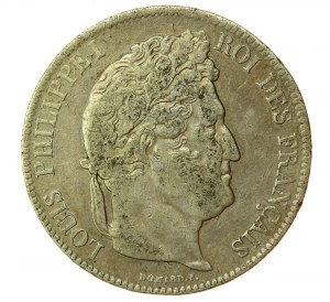 Francia, Luigi Filippo I, 5 franchi 1837 W, Lille (884)