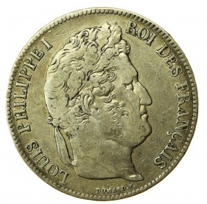 Francia, Luigi Filippo I, 5 franchi 1838 W, Lilla (886)