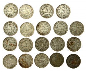 Germania, serie di 1/2 marchi 1905-1916. totale 18 pezzi. (910)