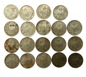 Germany, set of 1/2 marks 1905-1916. total 18 pieces. (910)