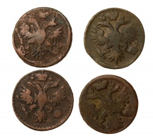 Rosja, zestaw dieng 1734-1743. Razem 4 szt. (30)