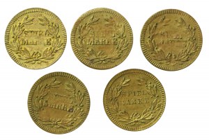 Germany, set of game tokens, mid-19th century. Total of 5 pieces (39)