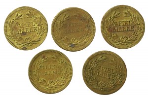 Germany, set of game tokens, mid-19th century. Total of 5 pieces (40)