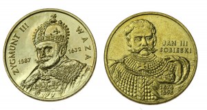 Third Republic, set of 2 gold 1998 and 2001 Sigismund III and Sobieski (204)