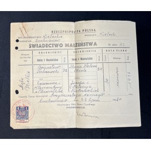 [SUCHEDNIÓW] Świadectwo małżeństwa. [1938]