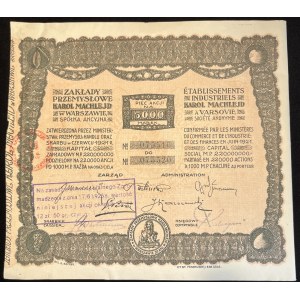 [1921] VARSAVIA. Stabilimento industriale KAROL MACHLEJD. 5 Azioni [5.000 marchi polacchi].