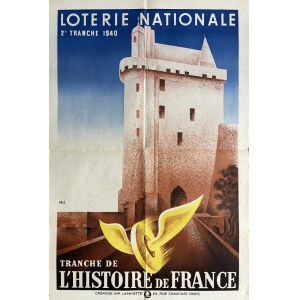 Edgard Derouet a Charles Lesacq, plakát Loterie Nationale - Tranche de l'histoire de France.