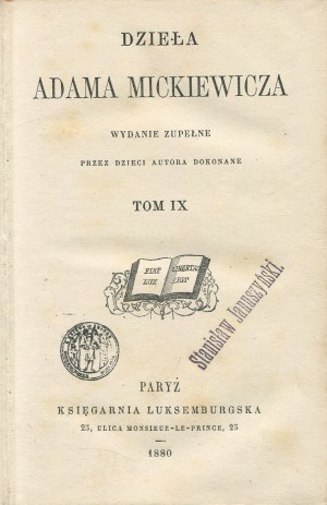 MICKIEWICZ Adam - Dzieła. Volume IX. Corrispondenza. Volume III [Parigi 1880].