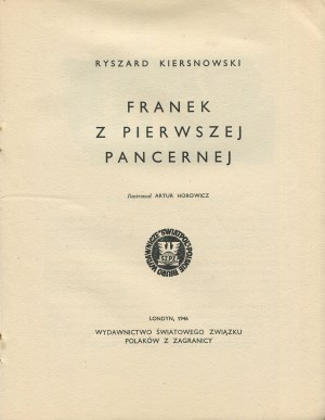 KIERSNOWSKI Ryszard - Franek from the First Armored [London 1946] [ill. Artur Horowicz].