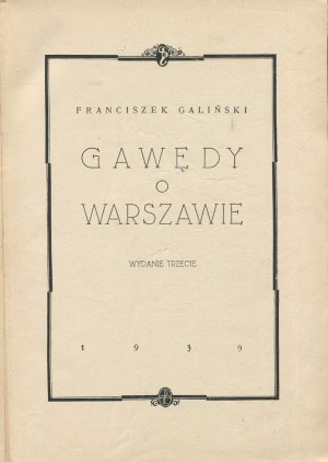 GALIŃSKI Franciszek - Gawędy o Warszawie [1939].